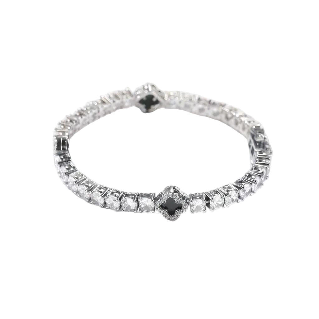 IVO Micro Clover Bracelet (Silver/Black)
