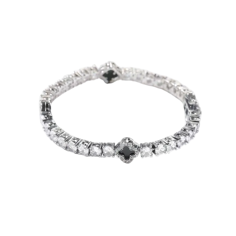 IVO Micro Clover Bracelet (Silver/Black)